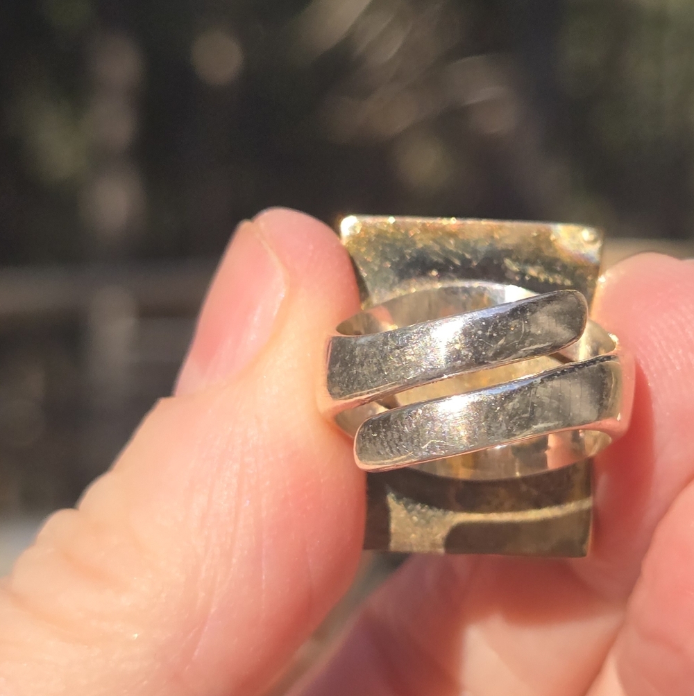 Sterling & Brass Picture Frame Ring Sz7 Adjustable - Picture 6 of 8